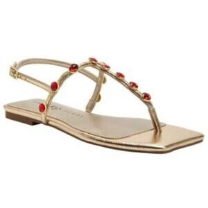 Katy Perry The Camie Gemstone Slingback Sandals Gold/Red Women's Size 5.5 NWT